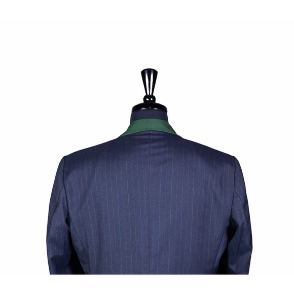 Mens Blazer Blue Green Striped Wool Formal Suit Jacket Wedding Sport Coat 40R - Picture 5 of 6